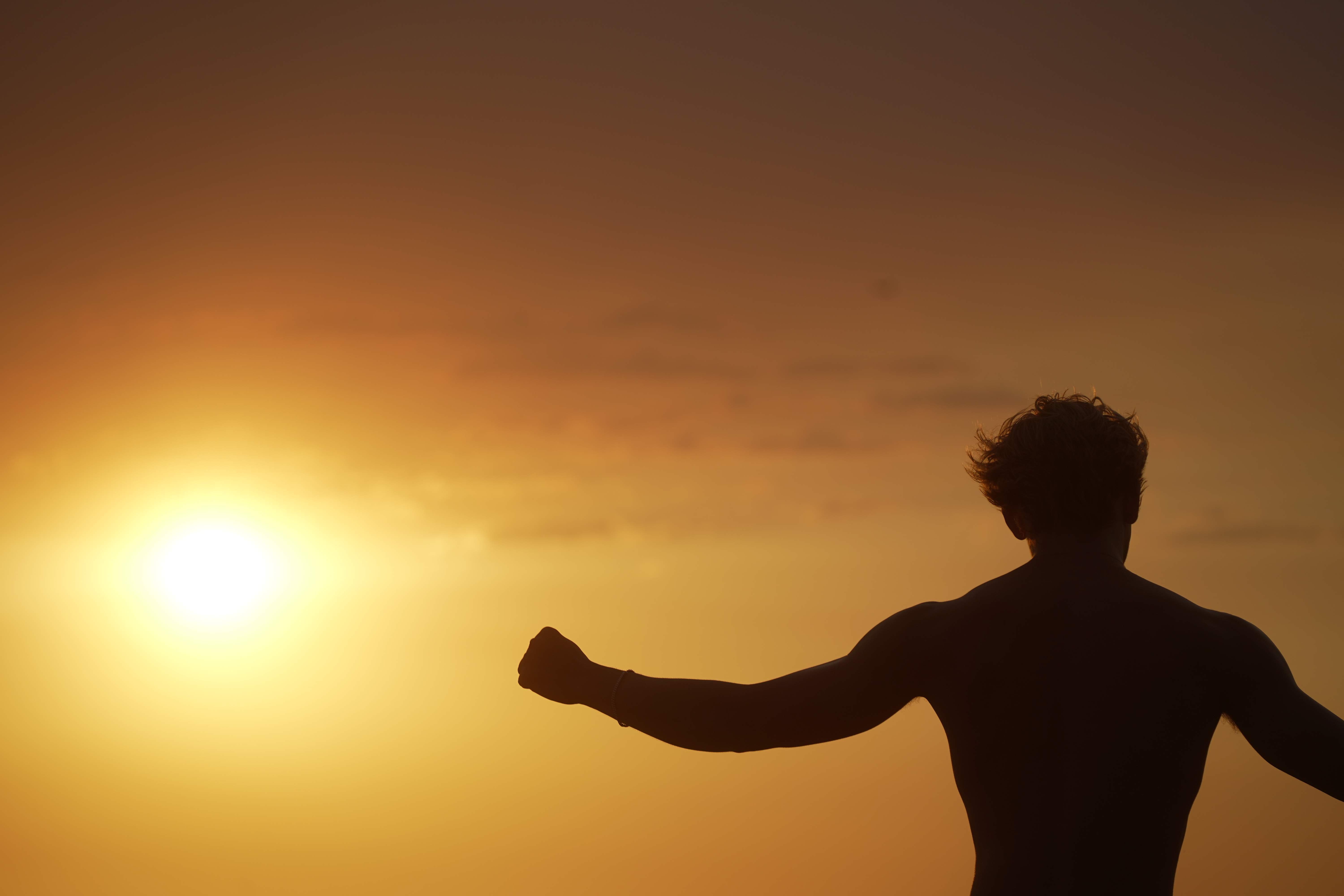 Portrait - Dramatic silhouette against golden sunset sky